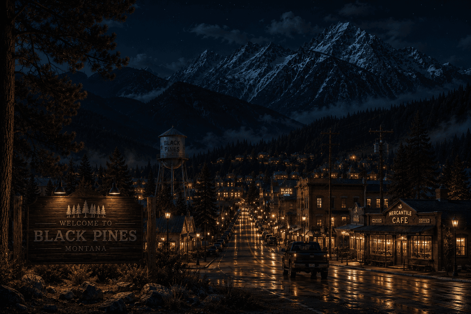 Black Pines at dusk